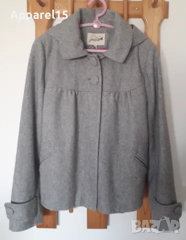 Американско вълнено късо палто с качулка, L