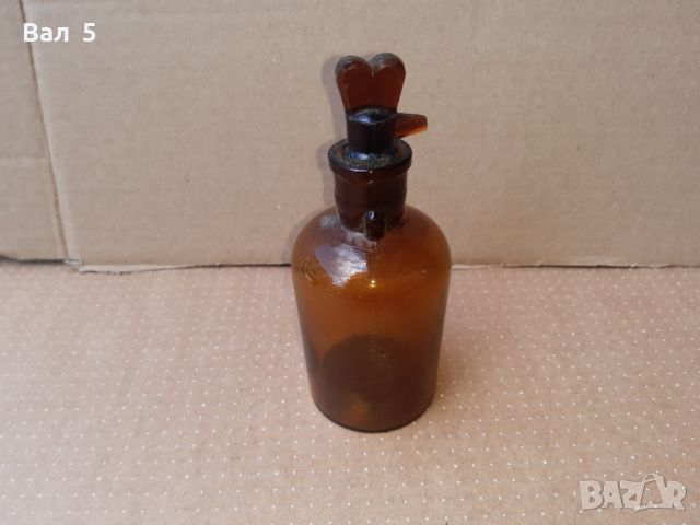 Старо аптекарско шише с капкомер . Аптекарска стъклария, снимка 4 - Антикварни и старинни предмети - 46257852