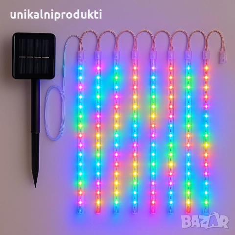  НАМАЛЕНИЕ 12.99 Соларни коледни лампички LED Многоцветна светлина 3м х 30см падащ сняг