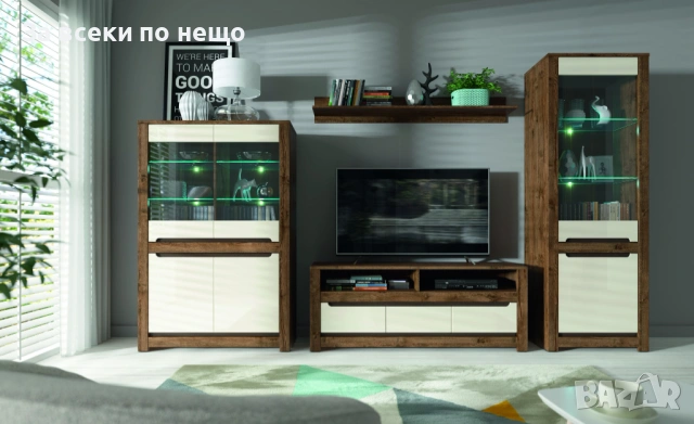 ТВ Шкаф RUSO RTV3S корпус дъб април/фронт перлен лак Код P2011, снимка 5 - Шкафове - 53936562