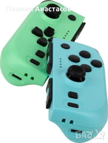 Konix чифт безжични геймпадове за Nintendo Switch / Switch OLED – зелен и син, вибрация, до 8 ч., снимка 2 - Аксесоари - 53643877