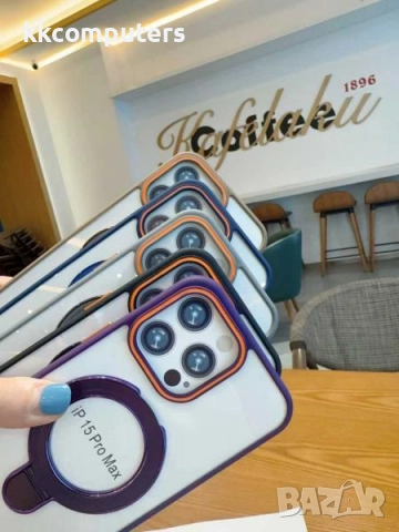 Калъф силикон MagStand Cover Прозрачен / Тъмносиня рамка / за iPhone 17 6.3 Баркод : 3132536, снимка 3 - Резервни части за телефони - 52399795