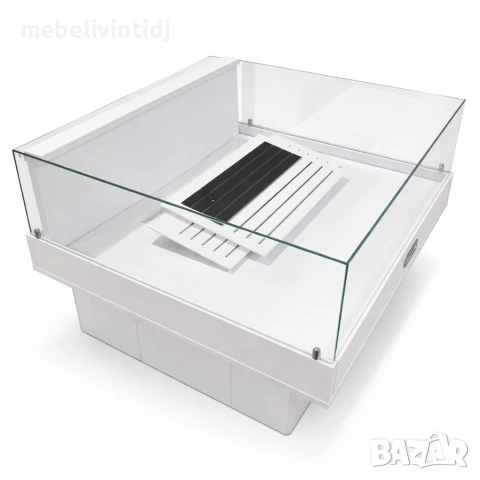 Стъклена витрина с шкаф – бяла, снимка 3 - Витрини - 53576027