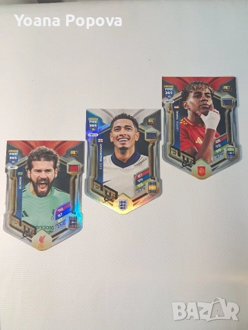 ЛОТ Футболни карти Panini FIFA 365 2024 - Elite (Yamal, Bellingham, Alisson)