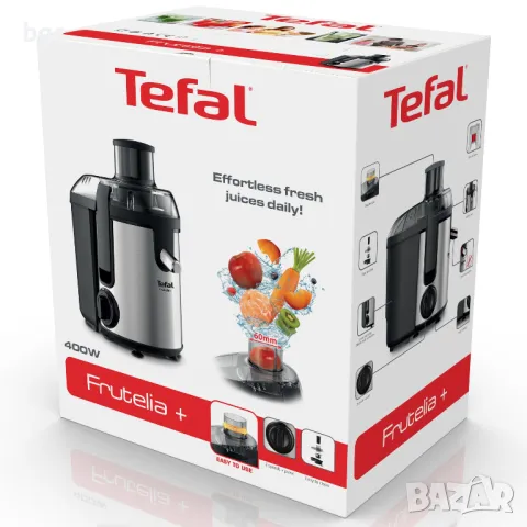 Нова Сокоизтисквачка за плодове Tefal ZE420D38 Frutelia +, 400 W, Инокс - 24 МЕСЕЦА ГАРАНЦИЯ, снимка 7 - Сокоизстисквачки и цитрус преси - 48877619