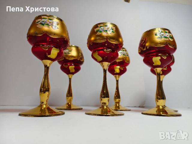 чаши за вино от италиански цветен кристал , снимка 2 - Чаши - 52901624