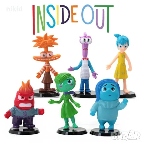 6 бр Отвътре навън inside out пластмасови фигурки играчки за игра и украса торта топери, снимка 1 - Фигурки - 46822020