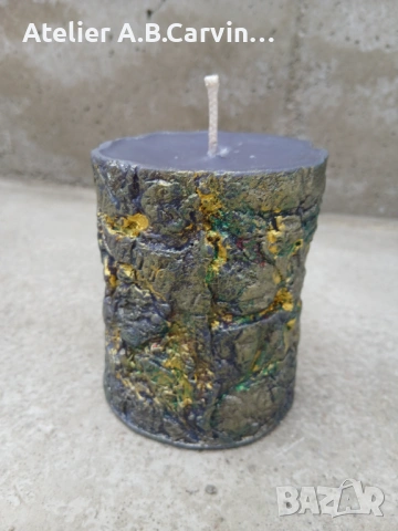 Уникални декоративни свещи камък, скала, златна руда, ръчна изработка, снимка 6 - Декорация за дома - 53925119