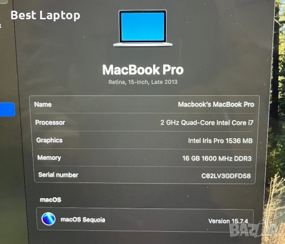 MacBook Pro 15.4” i7 16GB 512gb Sequoia , снимка 6 - Лаптопи за дома - 51861097