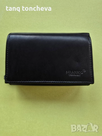 Черно портмоне от естествена кожа 