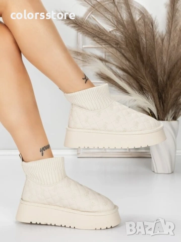 Равни боти - бежови - 8733

, снимка 2 - Дамски боти - 41187944