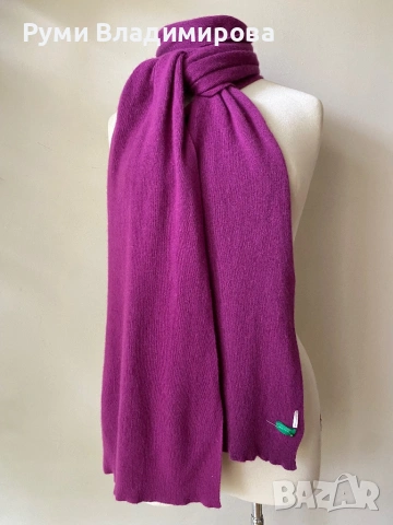 Лилав шал от Benetton с вълна, снимка 3 - Шалове - 53474153