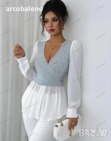 Елегантна дамска риза с дълъг ръкав с пачуърк, 3цвята , снимка 2 - Ризи - 51465012