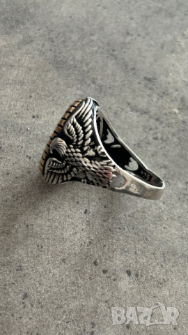 Сребърен пръстен с орел, снимка 6 - Пръстени - 44968759