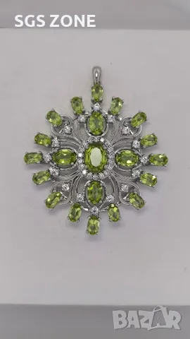 Сребърна Висулка от Тайланд с Перидот, снимка 5 - Колиета, медальони, синджири - 49750365