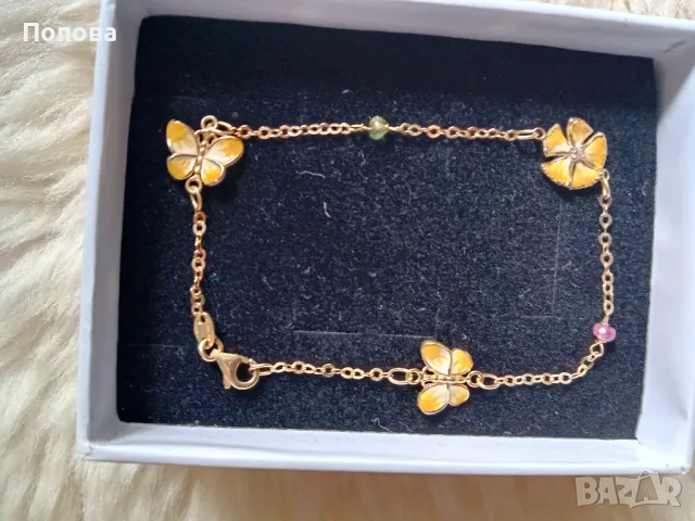 Уникални!Маркова италианска златна гривна 18к. и сребърен  медальон с пеперуди ипозлата  , снимка 18 - Колиета, медальони, синджири - 35680985