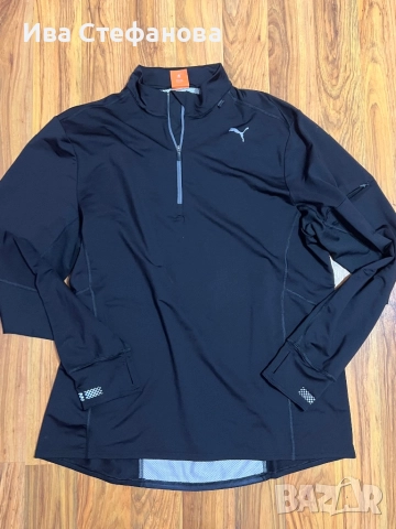 Уникална еластична  нова оригинална черна спортна блуза дишаща материя Пума Puma 