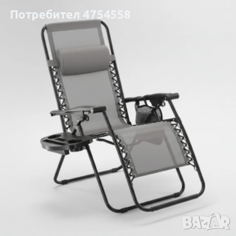 Сгъваем градински шезлонг със стойка, снимка 3 - Градински мебели, декорация  - 53821126
