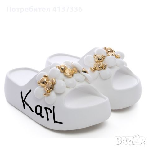 Karl Lagerfeld дамски чехли с декоративни елементи , стилни дамски чехли, снимка 2 - Чехли - 46385775
