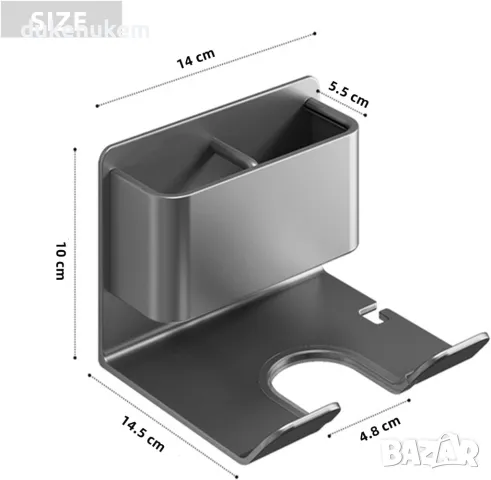 НОВА! Стойка за сешоар, за монтаж на стена, без пробиване, снимка 2 - Други - 50286055
