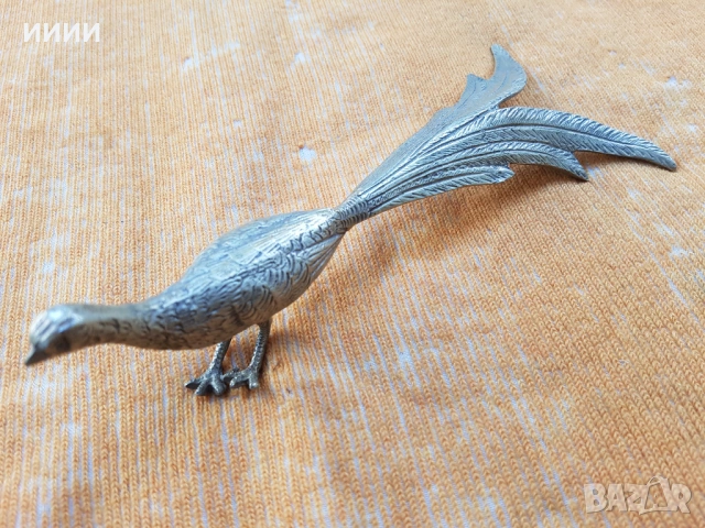 Посребрена пластика статуетка паун, снимка 2 - Антикварни и старинни предмети - 53945412