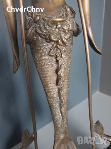 46см-5кг статуетка/бронзова скулптура/стара фигура на русалка/риба кай, снимка 11 - Статуетки - 52469620