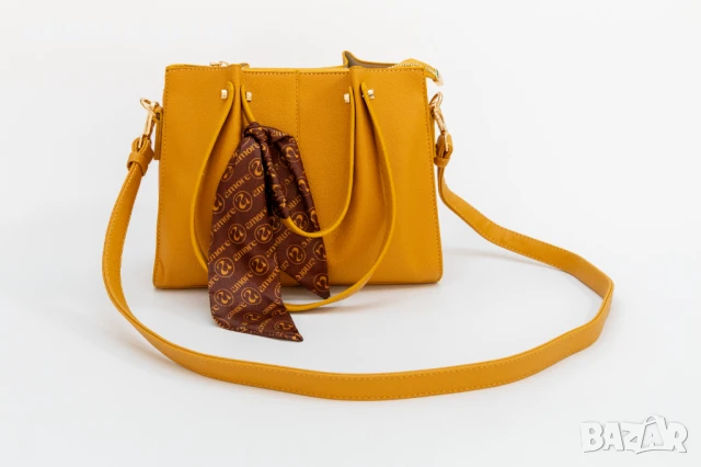 Класическа дамска чанта AMORE Giulia - Mustard, снимка 5 - Чанти - 50657885