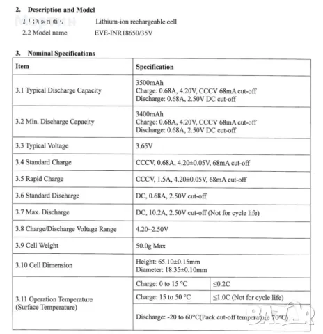 Батерия EVE 18650 3500mah 10А - НОВИ, снимка 15 - Друга електроника - 47554371