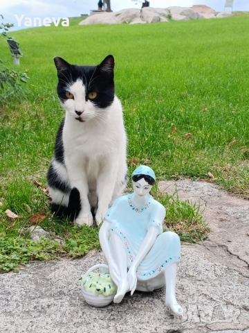 Vintage порцеланова статуетка на дама с кошница в седнала поза, снимка 9 - Статуетки - 51912759