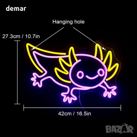 LUCUNSTAR LED неонов знак Salamander, захранван от USB, лилава LED неонова табела, снимка 2 - Лед осветление - 45983790