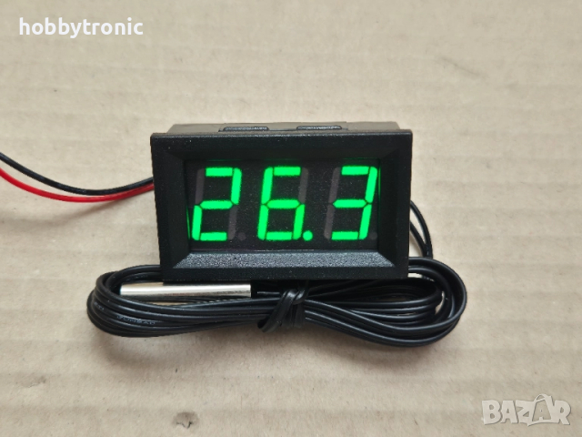 Цифров LED термометър за вграждане -50⁰..110⁰, зелен