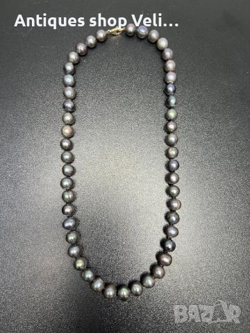 Колие с черни перли №5454 , снимка 1 - Антикварни и старинни предмети - 45963542