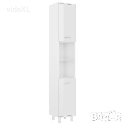 vidaXL Шкаф за баня, бял гланц, 30x30x179 см, ПДЧ(SKU:802630