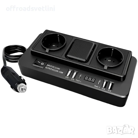 Преобразувател на напрежение от 12V 24V на 220V за коли бусове камиони, снимка 2 - Аксесоари и консумативи - 50824440