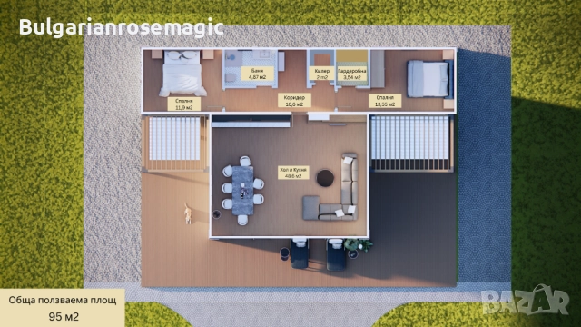 Парцел 1583 м² + Готова къща 95 м² • Монтаж до 1 месец • Войводино, снимка 4 - Парцели - 52734037