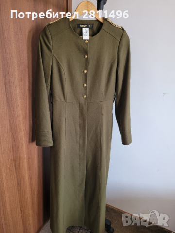 Дълго дамско палто ABACI в тъмно зелен цвят, снимка 2 - Палта, манта - 44953640