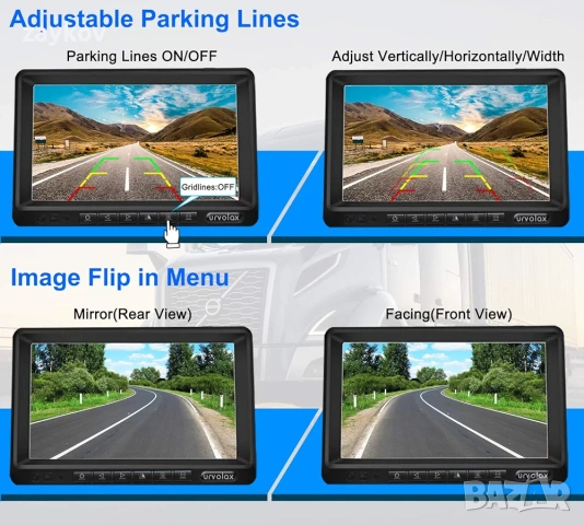 URVOLAX Безжична камера за заден ход: 7-инчов монитор IP69K Водоустойчива автомобилна камера, снимка 7 - Друга електроника - 53935014