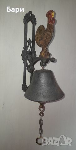 Чугунена  камбана за врата или порта с красив ПЕТЕЛ