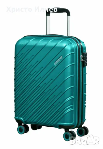 Твърд Куфар American Tourister Speedstar спинер на 4 колела 77cm цвят Тюркоаз, снимка 3 - Куфари - 49490485