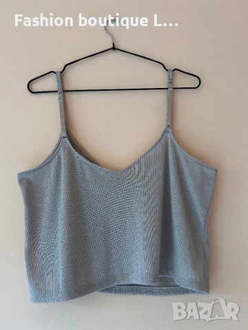 Потник с блестящи сребърни камъчета и регулиращи се презрамки M размер ❤️, снимка 4 - Потници - 51796611