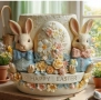 Силиконов молд кашпа Великден зайци, снимка 6