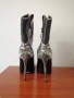 №36 дамски кожени боти ботуши със змийска кожа и кристали, висок тънък ток и остър връх, снимка 6