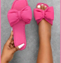Лятни дамски розови чехли с панделка, снимка 1 - Чехли - 45045806