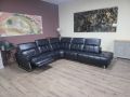 Дизайнерски черен кожен ъглов диван с електрически релакс механизъм, снимка 7