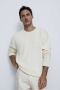 Мъжки плетен пуловер Zara, Oversize, 100% памук, Мръснобял, XL