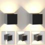 Homefire 2 бр. LED стенни лампи IP65 водоустойчиви 3000K топло бяло, 5W, черно, снимка 1