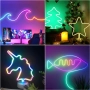 FWoche LED неонова въжена светлина 5M, RGB IC светлинна лента Bluetooth приложение и IR дистанционно, снимка 7