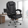 Ергономичен офис стол с лумбална опора от еко кожа в черен цвят – комфорт за дълги часове без болки , снимка 2
