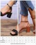 Дамски сандали на ток с плетени кожени каишки, 3цвята , снимка 6