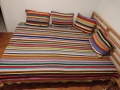 Ръчно излетен комплект на една кука - шалте/одеяло с 4 калъфки за възглавници.   , снимка 3